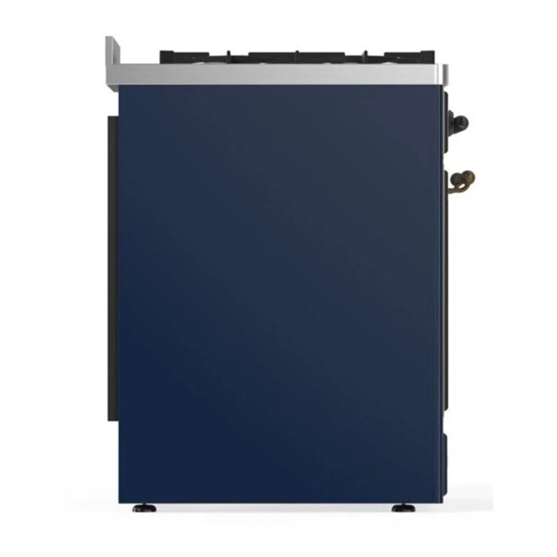 ILVE Majestic II 30" Dual Fuel Freestanding Range in Midnight Blue with Burnished Trim, UM30DNE3MBBLP