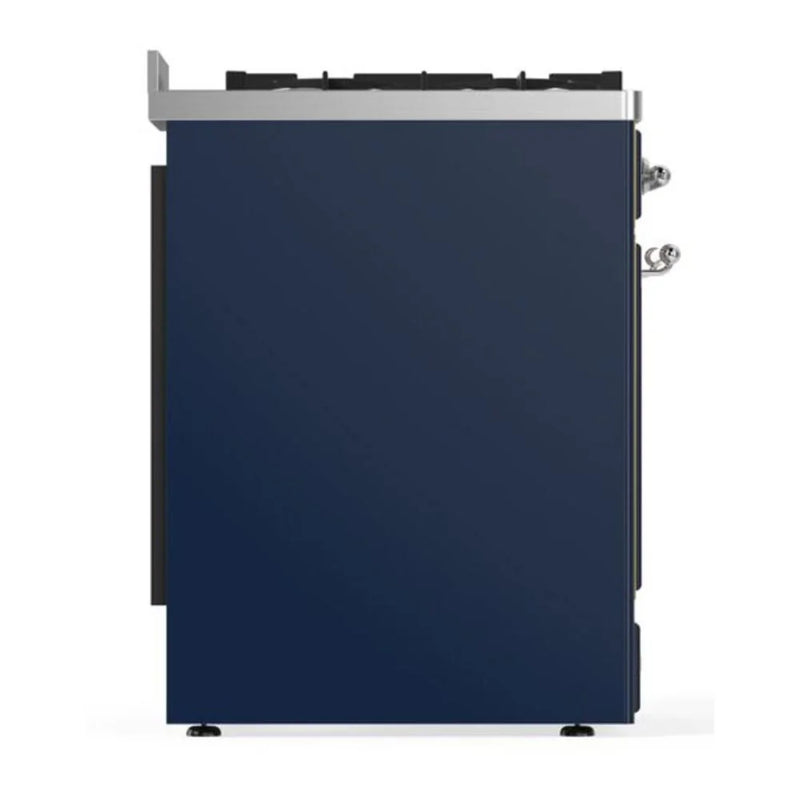 ILVE Majestic II 30" Dual Fuel Freestanding Range in Midnight Blue with Chrome Trim, UM30DNE3MBCLP
