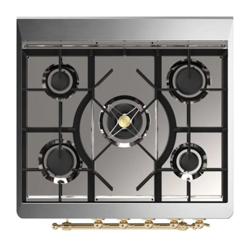 ILVE Majestic II 30" Dual Fuel Freestanding Range in Midnight Blue with Brass Trim, UM30DNE3MBGLP