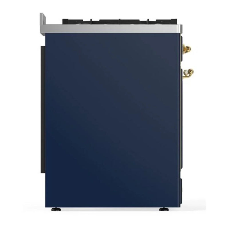 ILVE Majestic II 30" Dual Fuel Freestanding Range in Midnight Blue with Brass Trim, UM30DNE3MBGLP