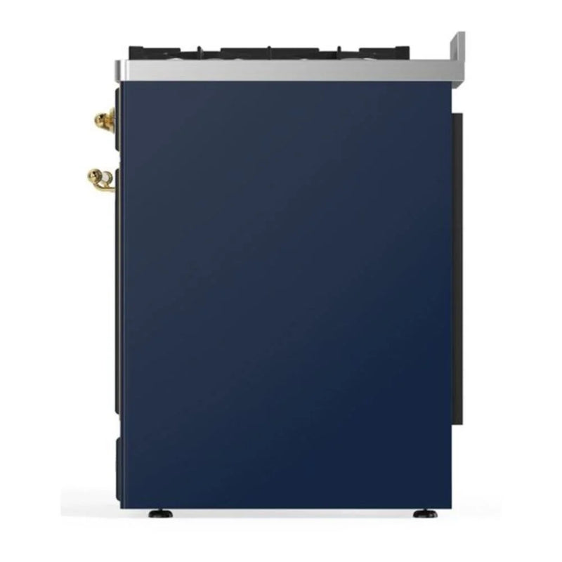 ILVE Majestic II 30" Dual Fuel Freestanding Range in Midnight Blue with Brass Trim, UM30DNE3MBG