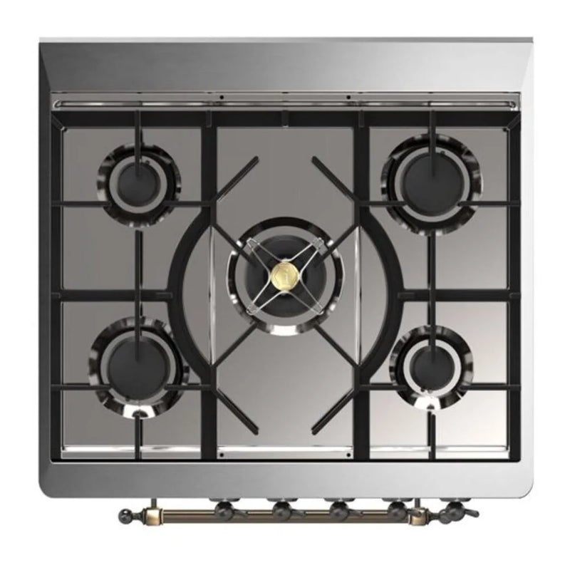 ILVE Majestic II 30" Dual Fuel Freestanding Range in Graphite Matte with Burnished Trim, UM30DNE3MGBLP