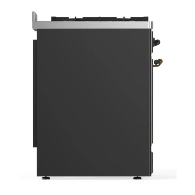 ILVE Majestic II 30" Dual Fuel Freestanding Range in Graphite Matte with Burnished Trim, UM30DNE3MGB