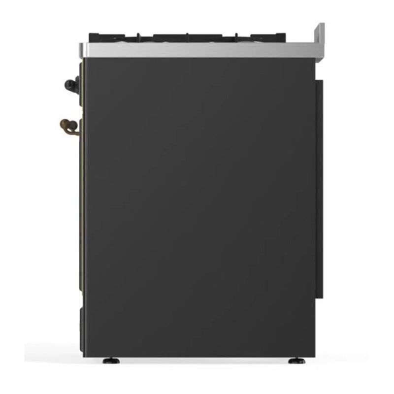ILVE Majestic II 30" Dual Fuel Freestanding Range in Graphite Matte with Burnished Trim, UM30DNE3MGB
