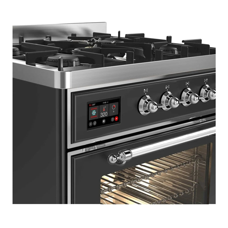 ILVE Majestic II 30" Dual Fuel Freestanding Range in Graphite Matte with Chrome Trim, UM30DNE3MGC