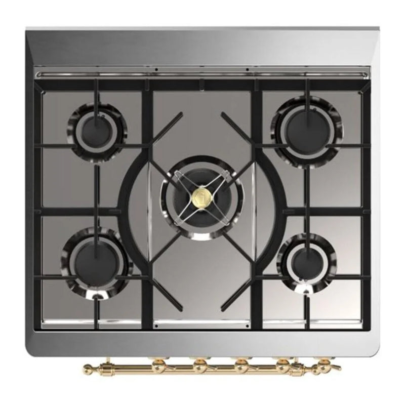 ILVE Majestic II 30" Dual Fuel Freestanding Range in Graphite Matte with Brass Trim, UM30DNE3MGGLP