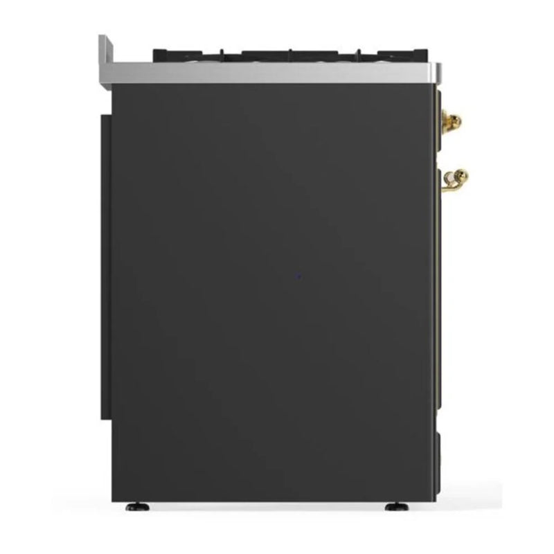 ILVE Majestic II 30" Dual Fuel Freestanding Range in Graphite Matte with Brass Trim, UM30DNE3MGGLP