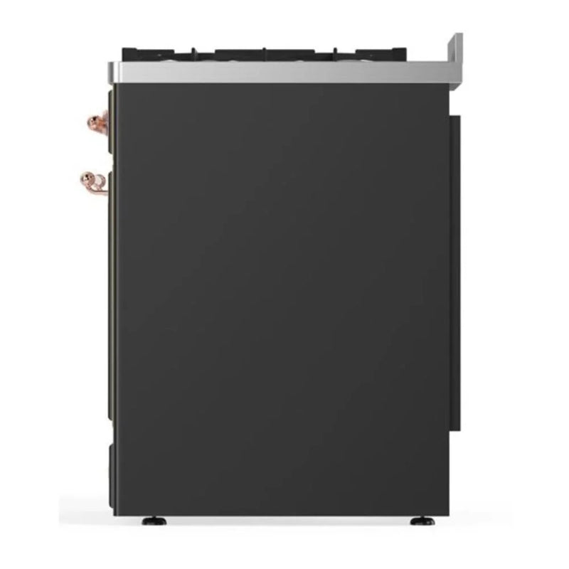 ILVE Majestic II 30" Dual Fuel Freestanding Range in Graphite Matte with Copper Trim, UM30DNE3MGPLP