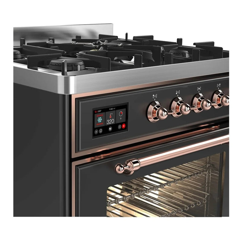 ILVE Majestic II 30" Dual Fuel Freestanding Range in Graphite Matte with Copper Trim, UM30DNE3MGP