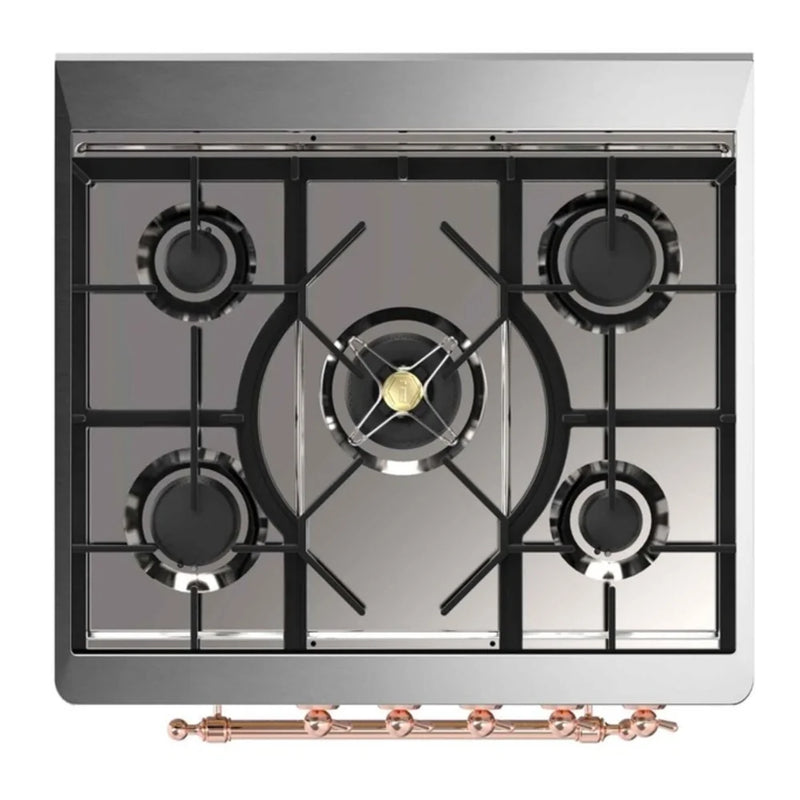 ILVE Majestic II 30" Dual Fuel Freestanding Range in RAL Color with Copper Trim, UM30DNE3RAPLP
