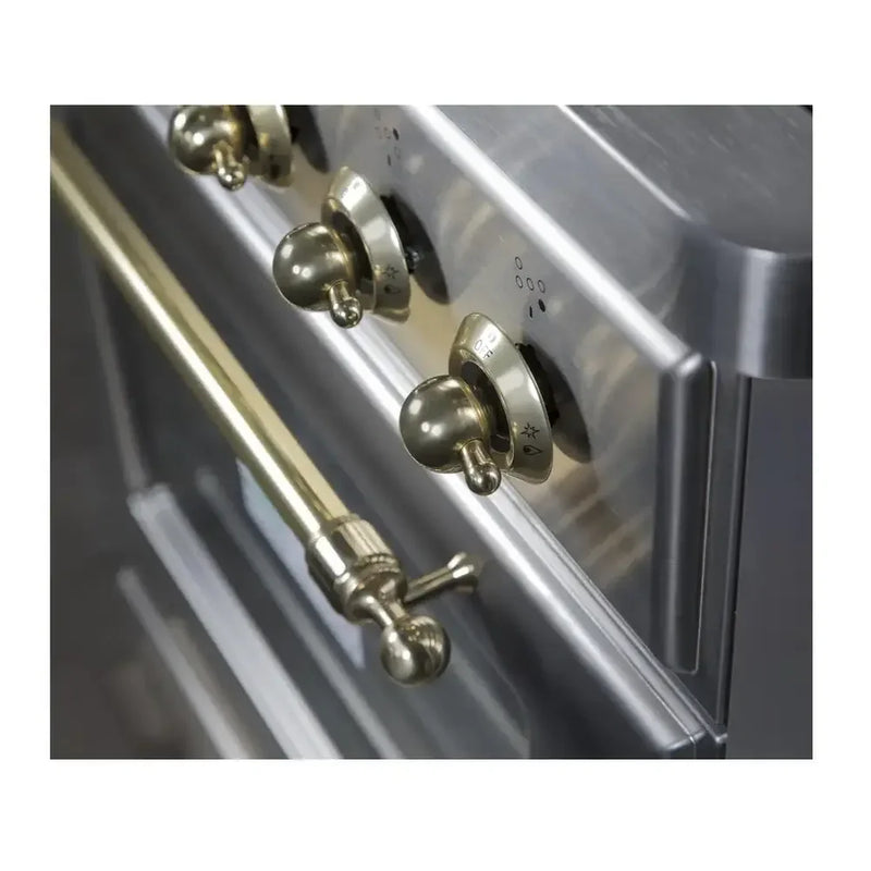ILVE Majestic II 30" Dual Fuel Freestanding Range in Stainless Steel with Brass Trim, UM30DNE3SSGLP