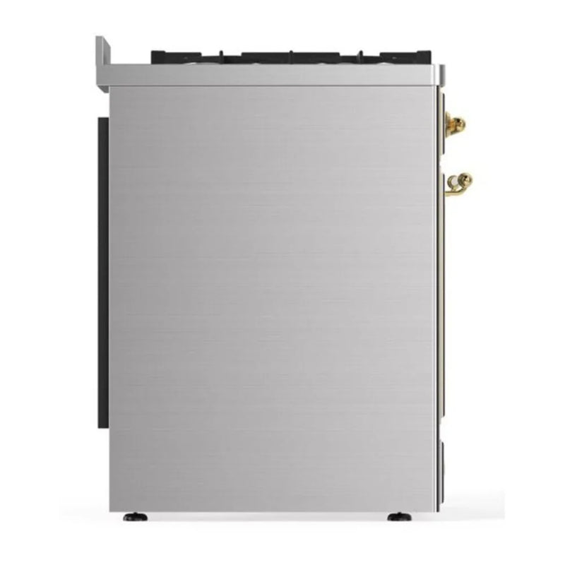 ILVE Majestic II 30" Dual Fuel Freestanding Range in Stainless Steel with Brass Trim, UM30DNE3SSGLP