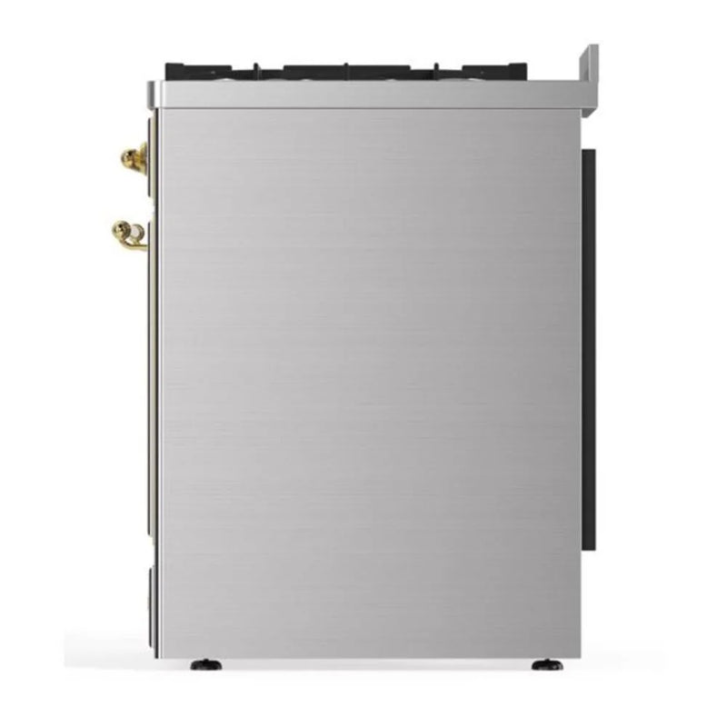 ILVE Majestic II 30" Dual Fuel Freestanding Range in Stainless Steel with Brass Trim, UM30DNE3SSG