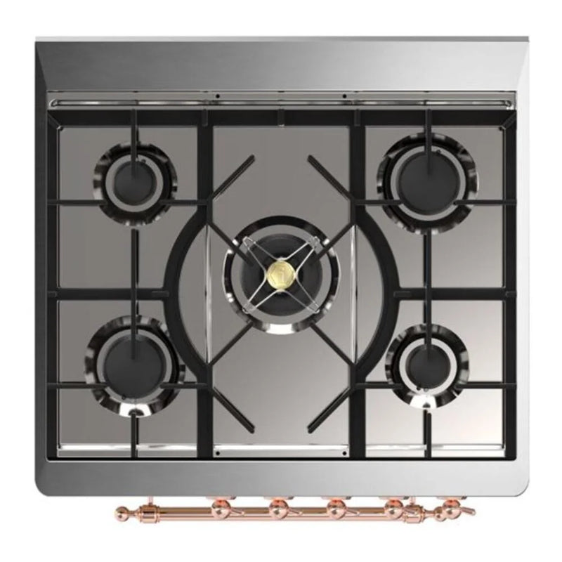 ILVE Majestic II 30" Dual Fuel Freestanding Range in Stainless Steel with Copper Trim, UM30DNE3SSPLP