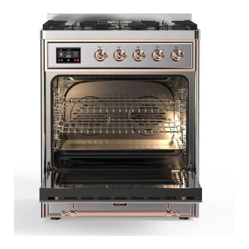 ILVE Majestic II 30" Dual Fuel Freestanding Range in Stainless Steel with Copper Trim, UM30DNE3SSP