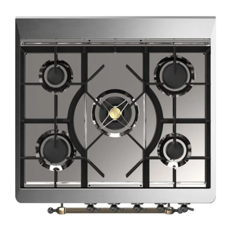 ILVE Majestic II 30" Dual Fuel Freestanding Range in White with Burnished Trim, UM30DNE3WHBLP