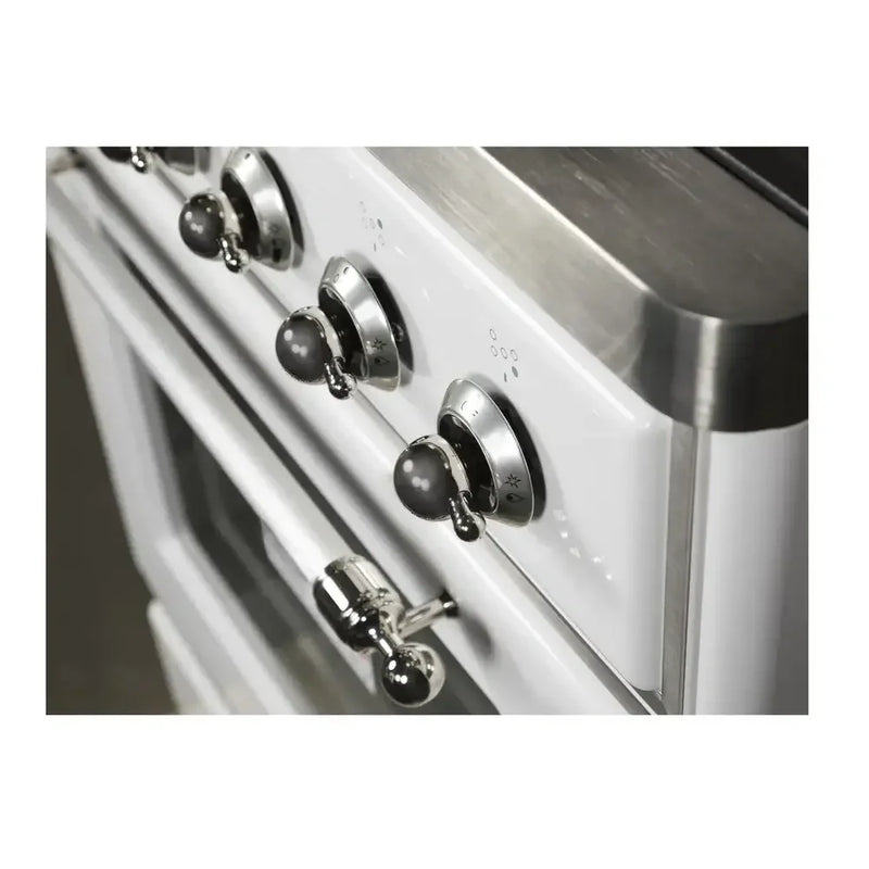 ILVE Majestic II 30" Dual Fuel Freestanding Range in White with Chrome Trim, UM30DNE3WHCLP