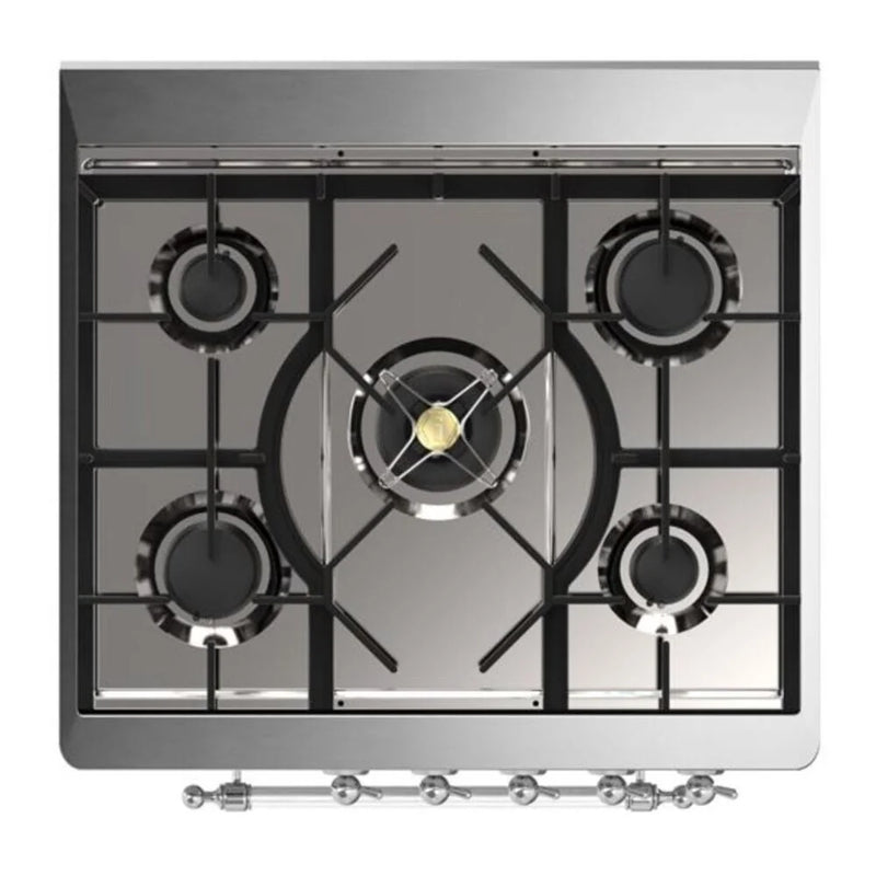 ILVE Majestic II 30" Dual Fuel Freestanding Range in White with Chrome Trim, UM30DNE3WHCLP