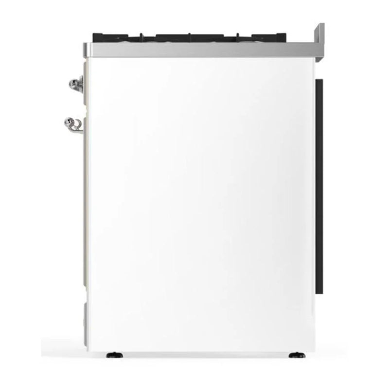ILVE Majestic II 30" Dual Fuel Freestanding Range in White with Chrome Trim, UM30DNE3WHCLP