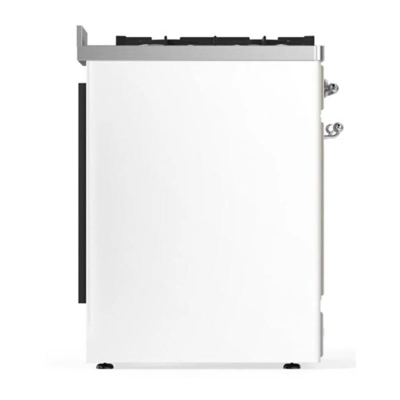 ILVE Majestic II 30" Dual Fuel Freestanding Range in White with Chrome Trim, UM30DNE3WHCLP