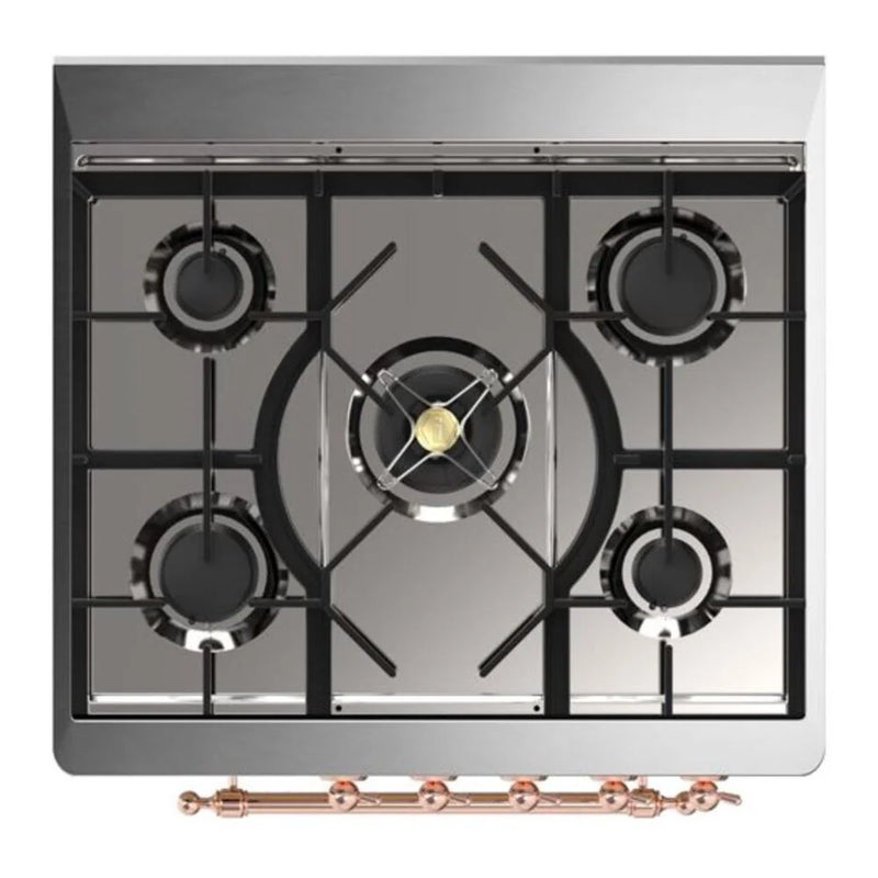 ILVE Majestic II 30" Dual Fuel Freestanding Range in White with Copper Trim, UM30DNE3WHP