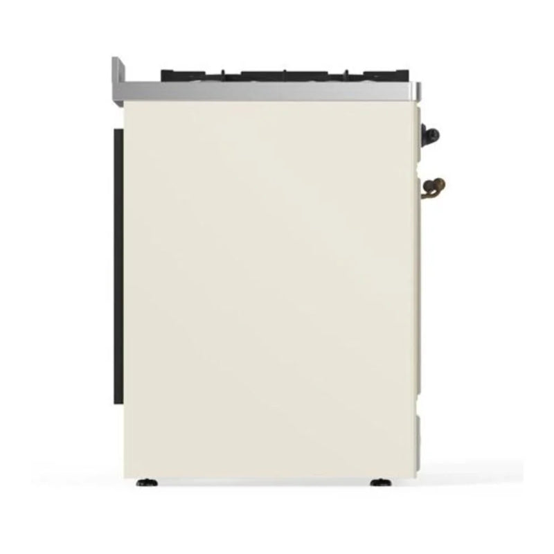 ILVE Majestic II 30" Dual Fuel Freestanding Range in Antique White with Burnished Trim, UM30DQNE3AWB