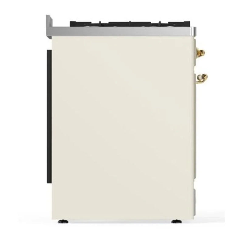 ILVE Majestic II 30" Dual Fuel Freestanding Range in Antique White with Brass Trim, UM30DQNE3AWGLP