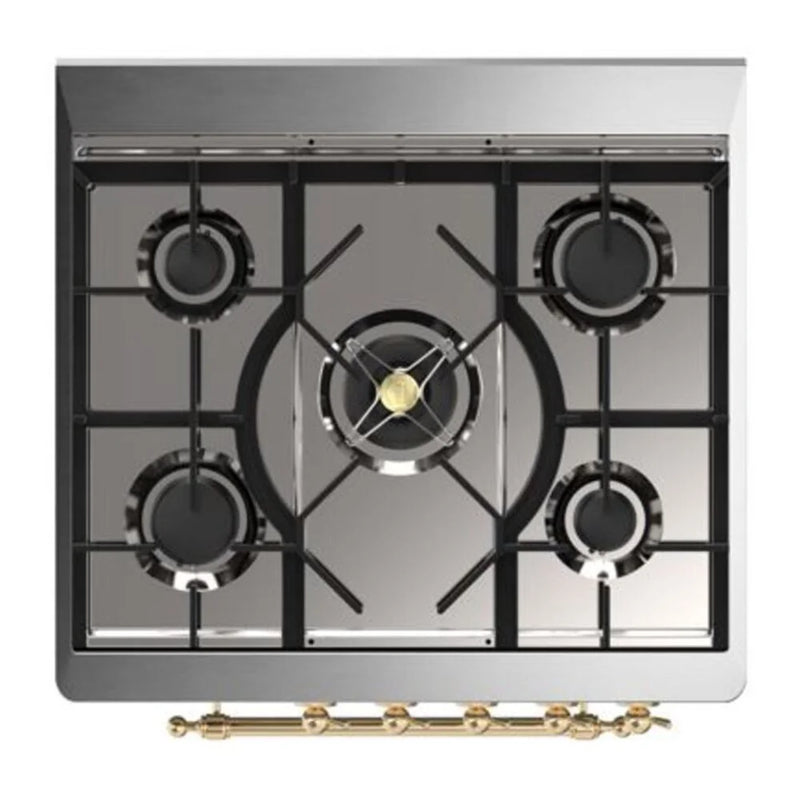 ILVE Majestic II 30" Dual Fuel Freestanding Range in Antique White with Brass Trim, UM30DQNE3AWG