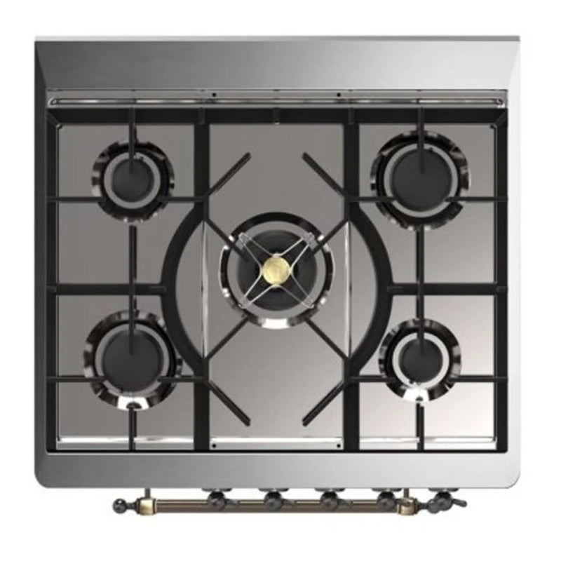 ILVE Majestic II 30" Dual Fuel Freestanding Range in Blue Grey with Burnished Trim, UM30DQNE3BGB
