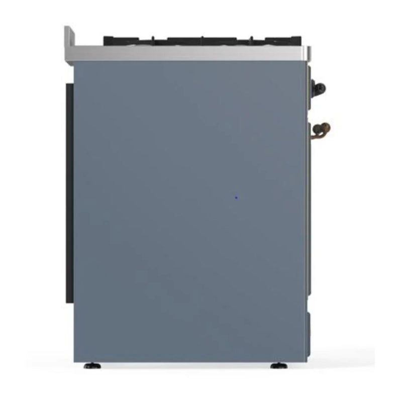 ILVE Majestic II 30" Dual Fuel Freestanding Range in Blue Grey with Burnished Trim, UM30DQNE3BGB