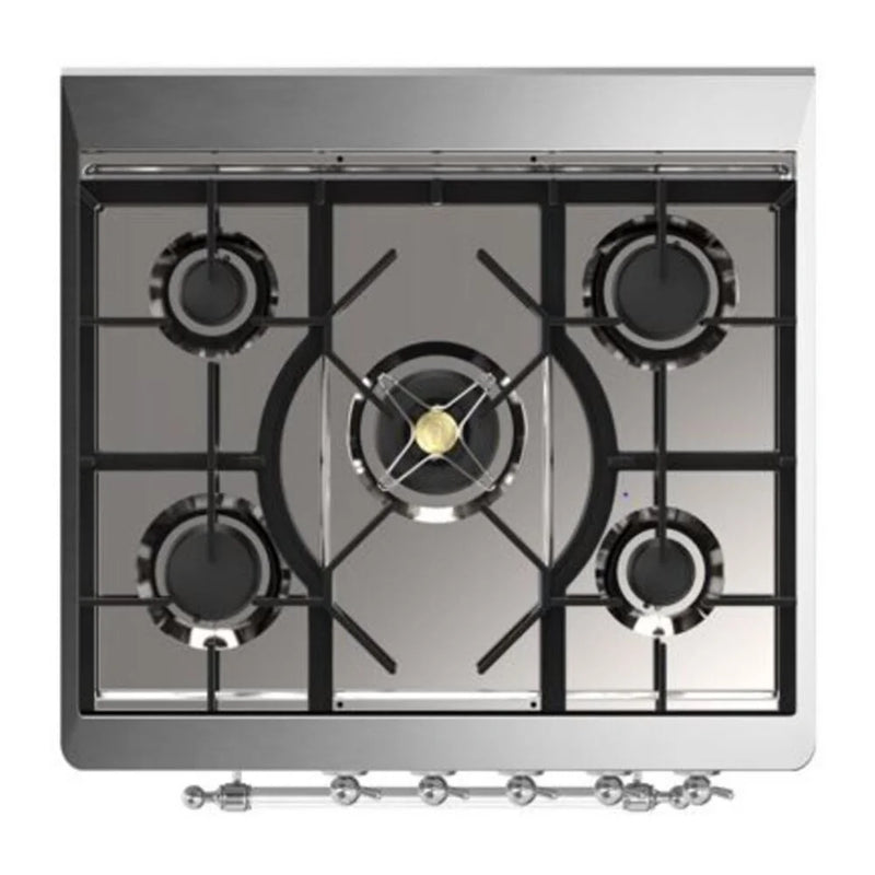 ILVE Majestic II 30" Dual Fuel Freestanding Range in Blue Grey with Chrome Trim, UM30DQNE3BGCLP