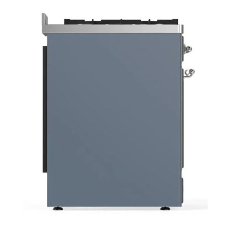 ILVE Majestic II 30" Dual Fuel Freestanding Range in Blue Grey with Chrome Trim, UM30DQNE3BGC