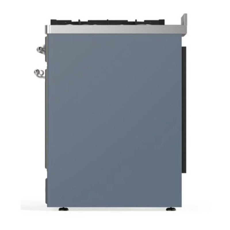 ILVE Majestic II 30" Dual Fuel Freestanding Range in Blue Grey with Chrome Trim, UM30DQNE3BGC