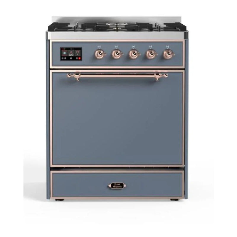 ILVE Majestic II 30" Dual Fuel Freestanding Range in Blue Grey with Copper Trim, UM30DQNE3BGP
