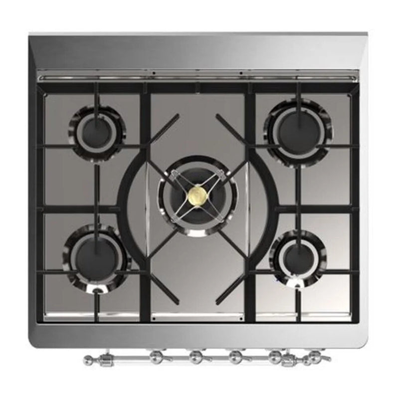 ILVE Majestic II 30" Dual Fuel Freestanding Range in Glossy Black with Chrome Trim, UM30DQNE3BKC