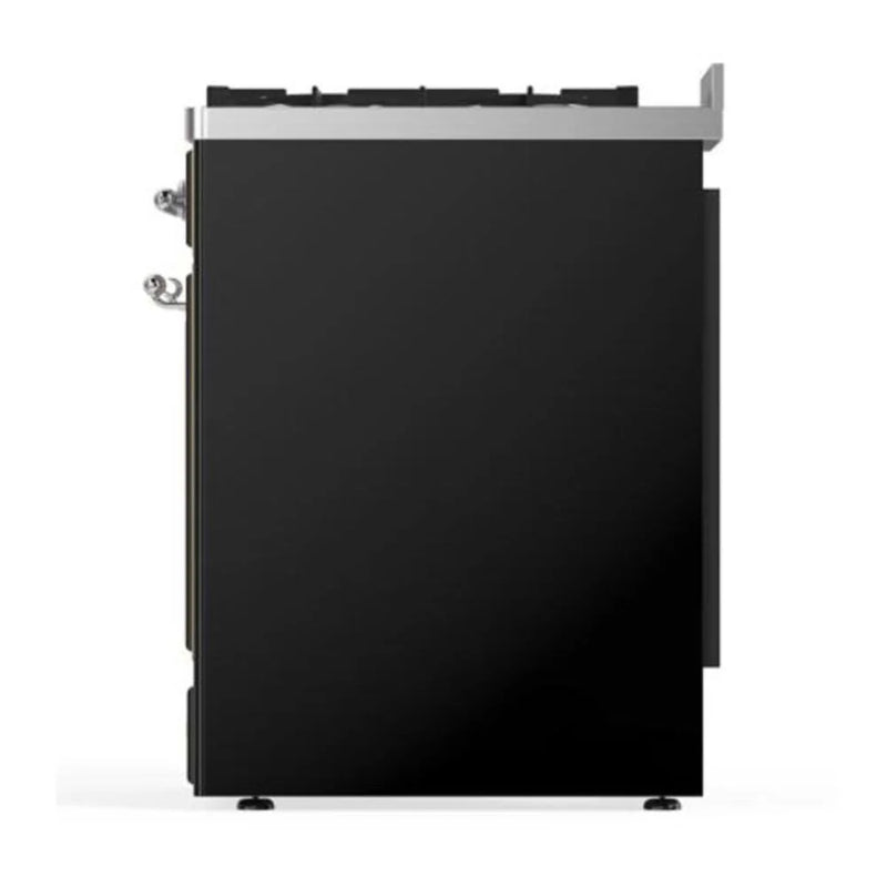 ILVE Majestic II 30" Dual Fuel Freestanding Range in Glossy Black with Chrome Trim, UM30DQNE3BKC