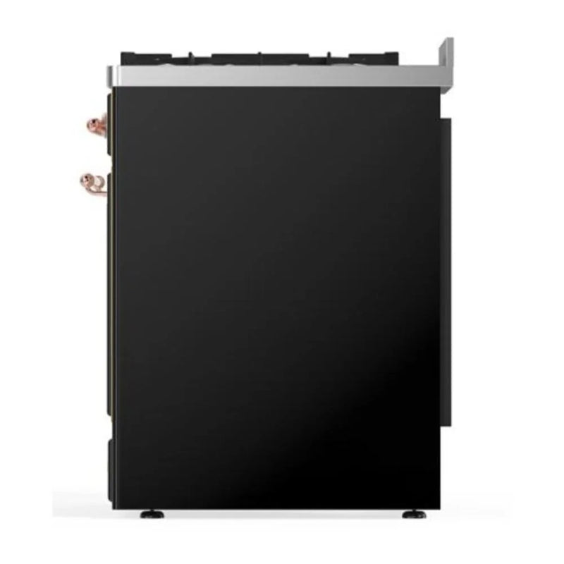 ILVE Majestic II 30" Dual Fuel Freestanding Range in Glossy Black with Copper Trim, UM30DQNE3BKPLP
