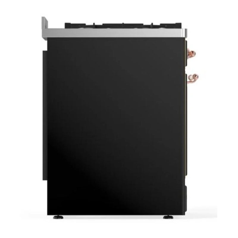 ILVE Majestic II 30" Dual Fuel Freestanding Range in Glossy Black with Copper Trim, UM30DQNE3BKP
