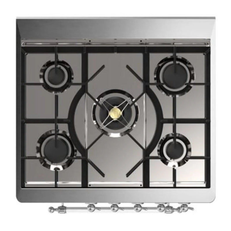 ILVE Majestic II 30" Dual Fuel Freestanding Range in Burgundy with Chrome Trim, UM30DQNE3BUC