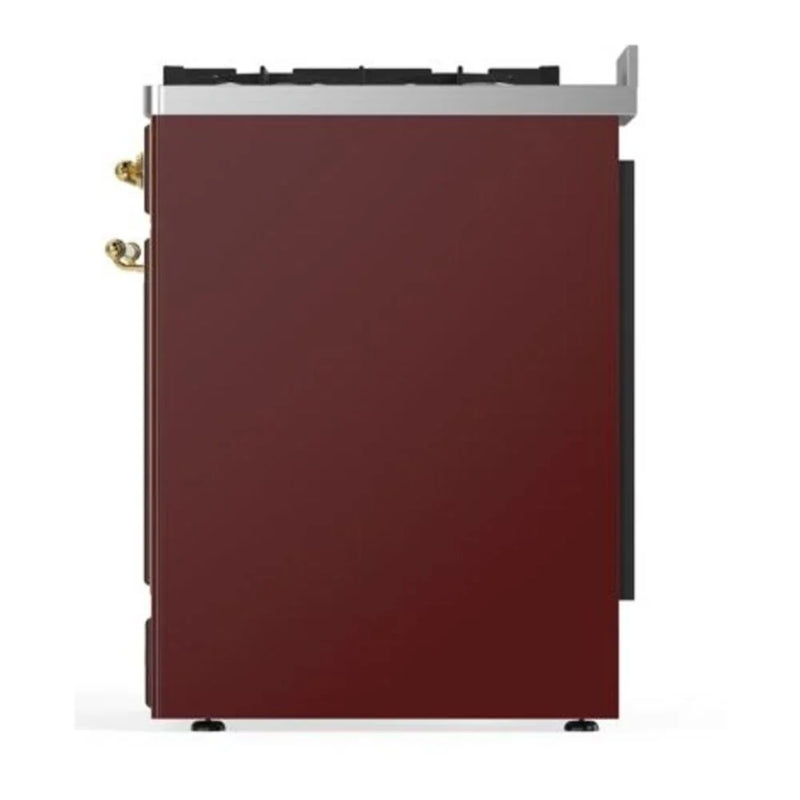 ILVE Majestic II 30" Dual Fuel Freestanding Range in Burgundy with Brass Trim, UM30DQNE3BUGLP