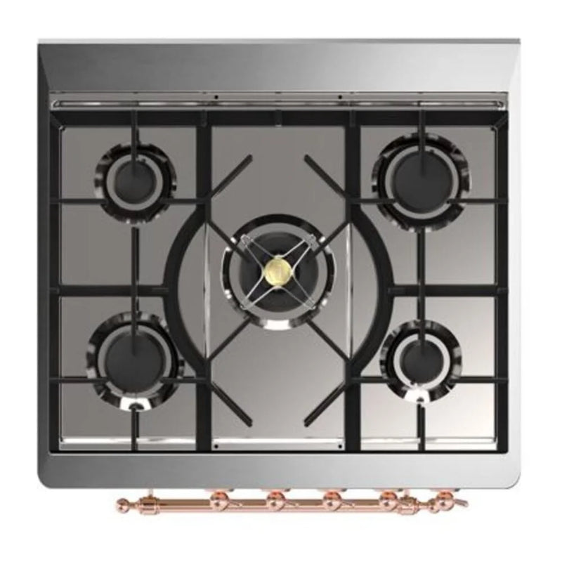 ILVE Majestic II 30" Dual Fuel Freestanding Range in Burgundy with Copper Trim, UM30DQNE3BUPLP