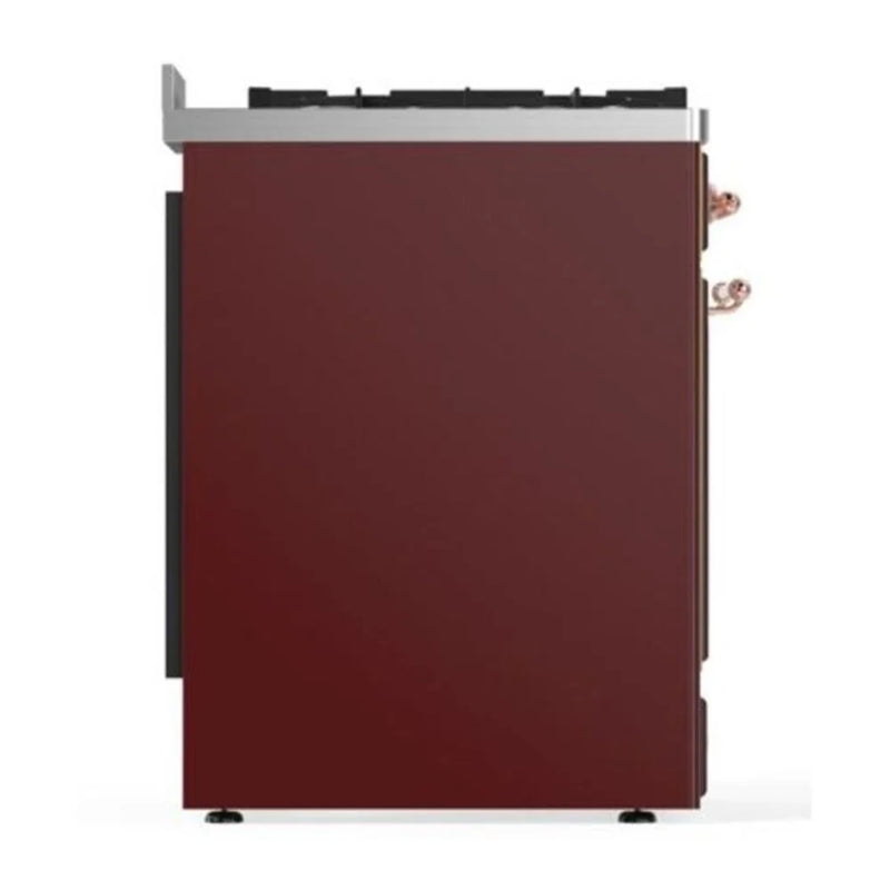 ILVE Majestic II 30" Dual Fuel Freestanding Range in Burgundy with Copper Trim, UM30DQNE3BUPLP