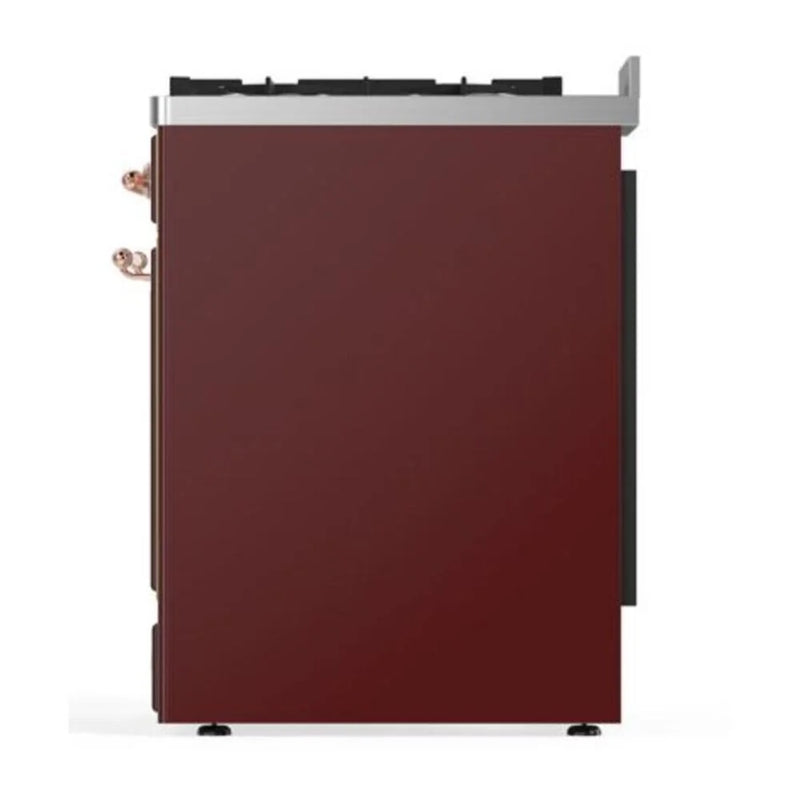ILVE Majestic II 30" Dual Fuel Freestanding Range in Burgundy with Copper Trim, UM30DQNE3BUPLP