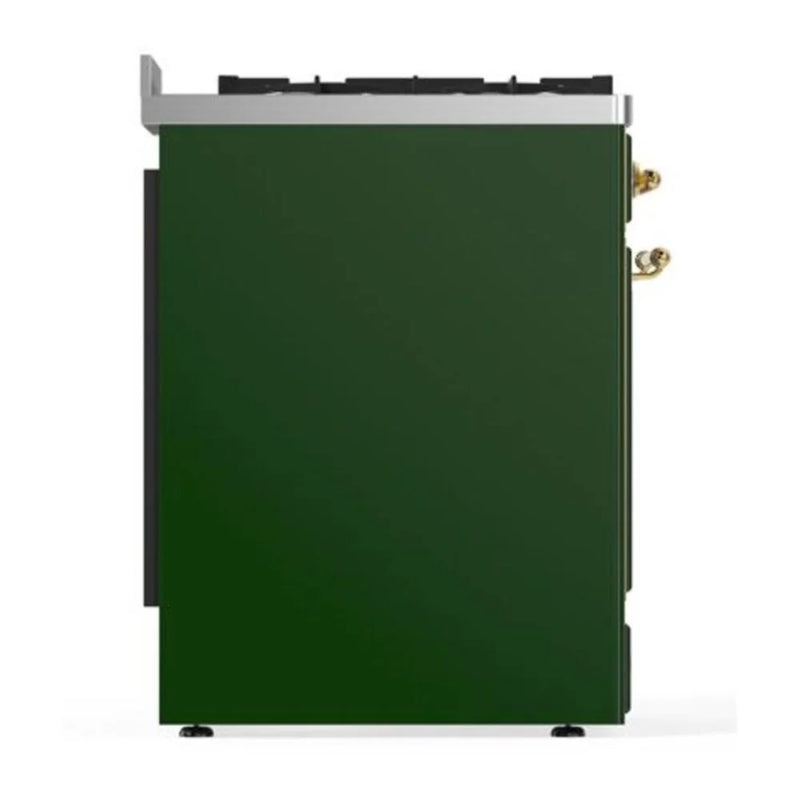 ILVE Majestic II 30" Dual Fuel Freestanding Range in Emerald Green with Brass Trim, UM30DQNE3EGGLP