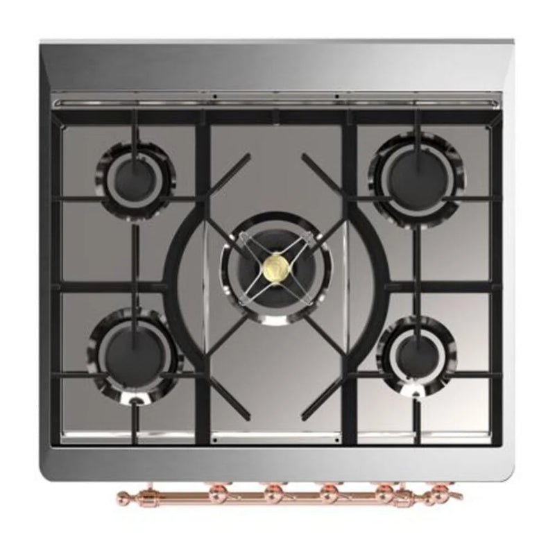 ILVE Majestic II 30" Dual Fuel Freestanding Range in Emerald Green with Copper Trim, UM30DQNE3EGPLP