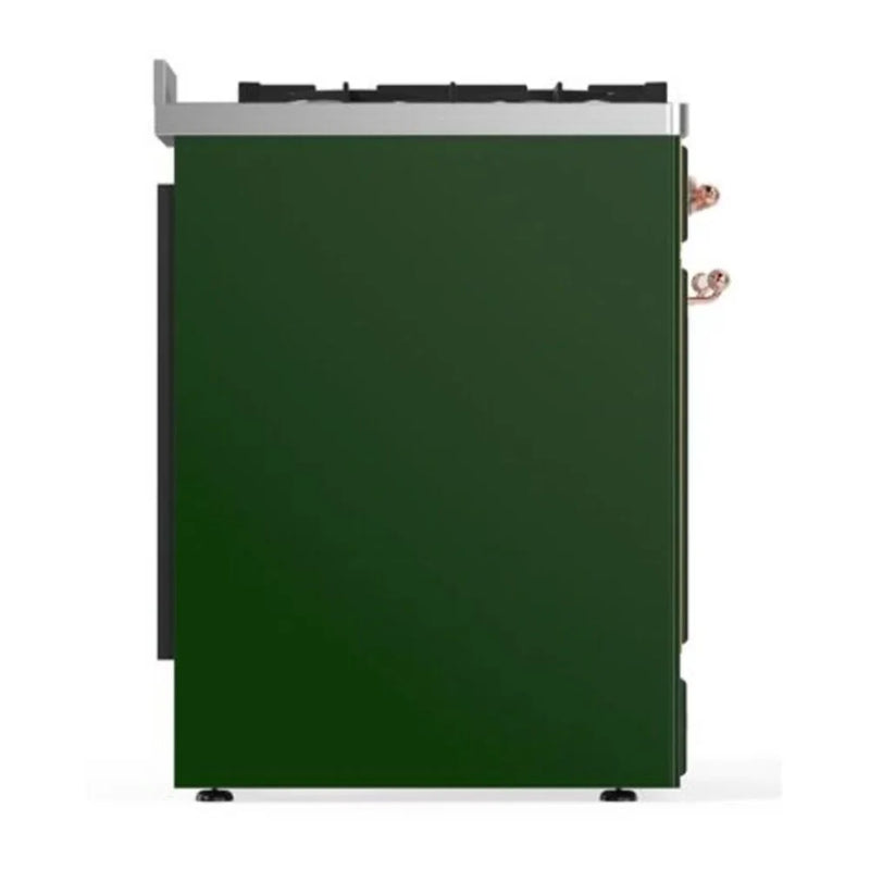 ILVE Majestic II 30" Dual Fuel Freestanding Range in Emerald Green with Copper Trim, UM30DQNE3EGPLP