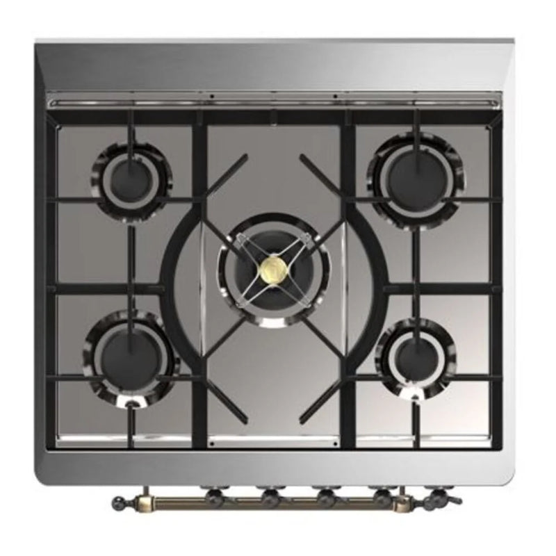 ILVE Majestic II 30" Dual Fuel Freestanding Range in Midnight Blue with Burnished Trim, UM30DQNE3MBBLP