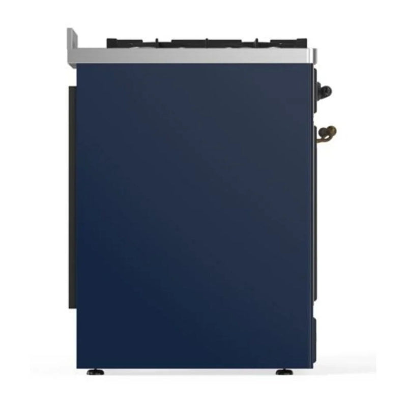 ILVE Majestic II 30" Dual Fuel Freestanding Range in Midnight Blue with Burnished Trim, UM30DQNE3MBBLP