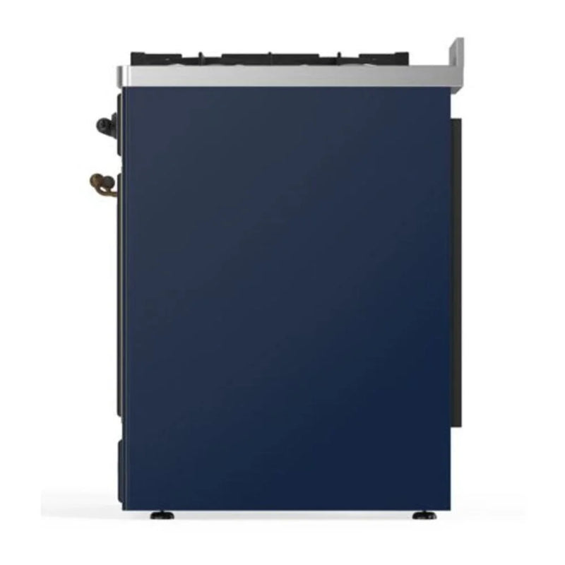 ILVE Majestic II 30" Dual Fuel Freestanding Range in Midnight Blue with Burnished Trim, UM30DQNE3MBBLP