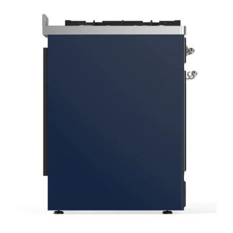 ILVE Majestic II 30" Dual Fuel Freestanding Range in Midnight Blue with Chrome Trim, UM30DQNE3MBC